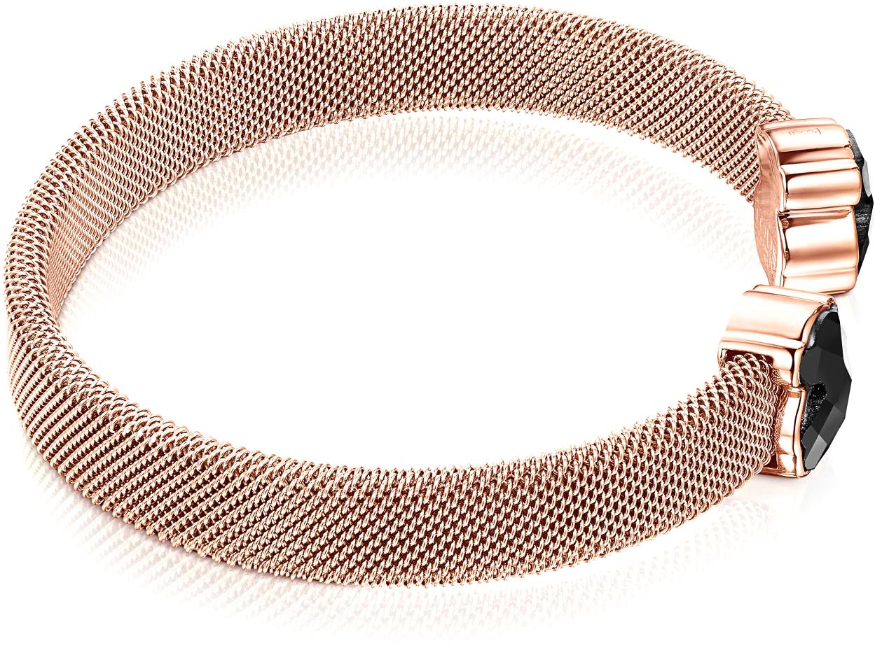 Rose IP Steel Mesh Color Bracelet with Onyx