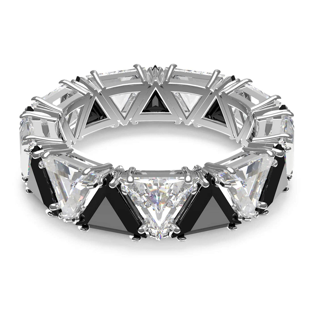 Ortyx Cocktail Ring Triangle Cut, Black, Rhodium Plated