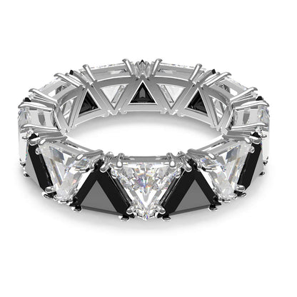 Ortyx Cocktail Ring Triangle Cut, Black, Rhodium Plated