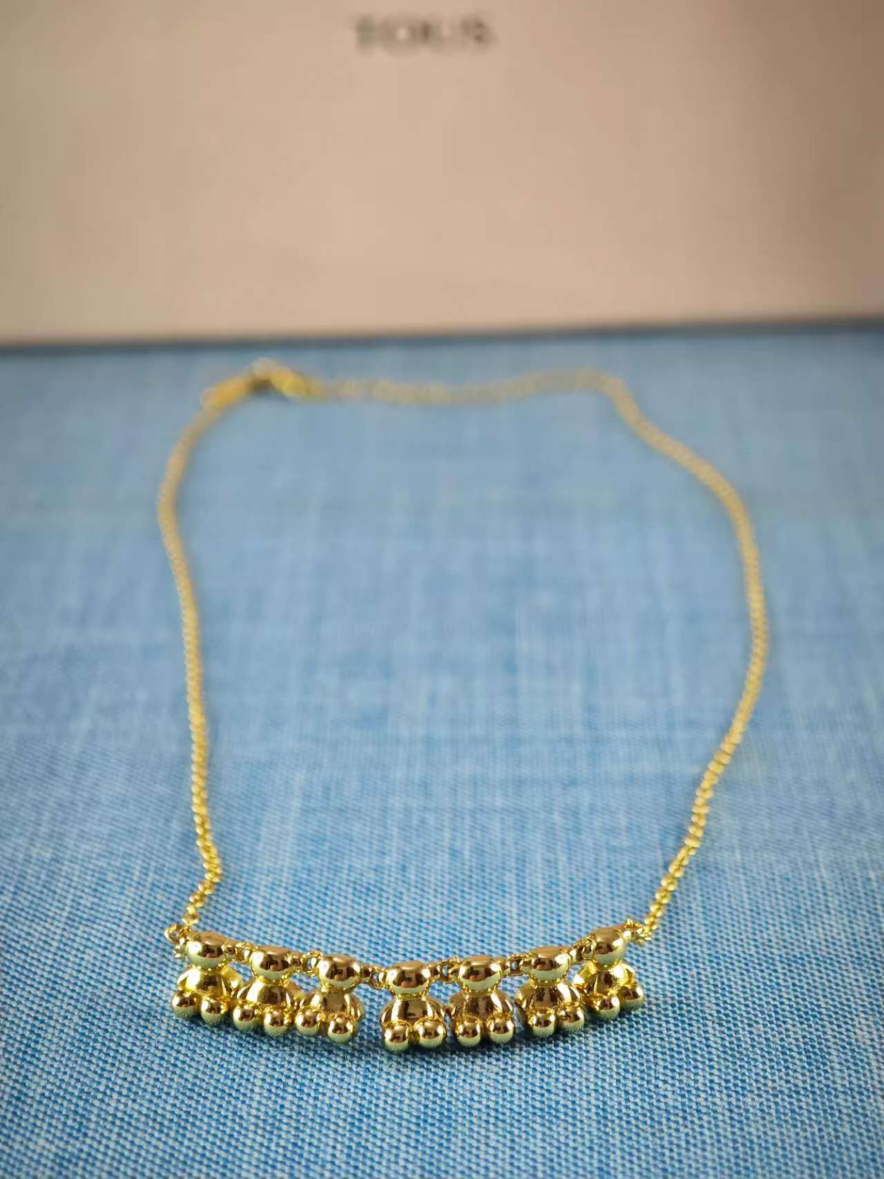 Bold Bear short Necklace with gold plating over silver and charm