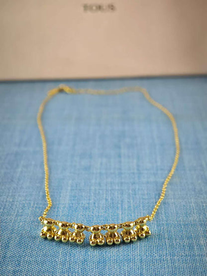 Bold Bear short Necklace with gold plating over silver and charm
