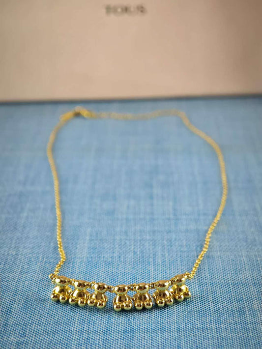 Bold Bear short Necklace with gold plating over silver and charm