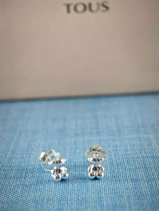 Bold Bear 7.2 mm silver bear Earrings
