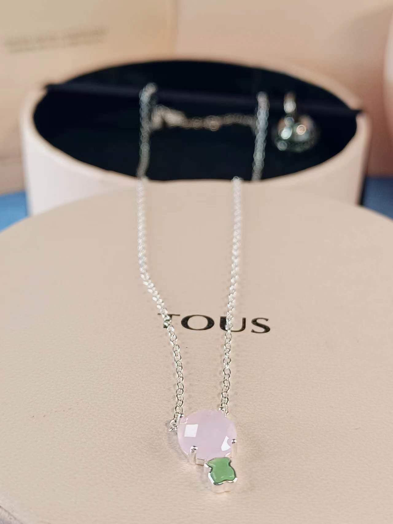 Mini Color Necklace in Silver with Pink Quartz and Amazonite