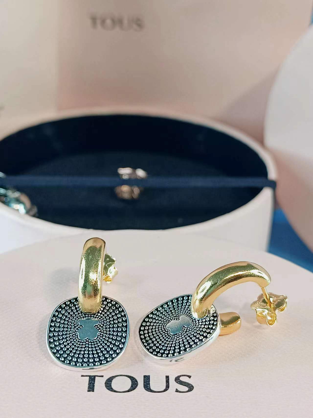 Short two-tone Oursin Earrings
