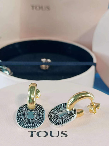 Short two-tone Oursin Earrings