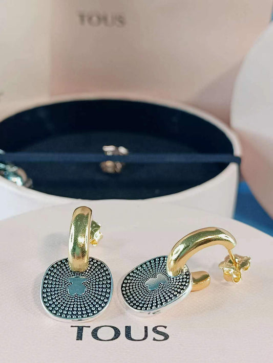 Short two-tone Oursin Earrings
