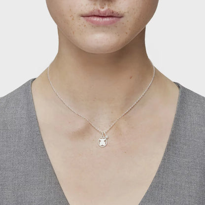 Silver Camee Necklace with Pearl