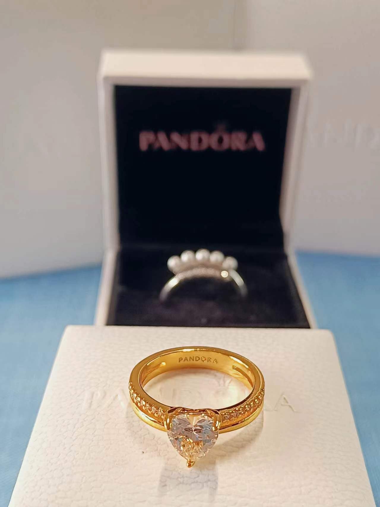 Gold-Plated Double Band Heart Ring