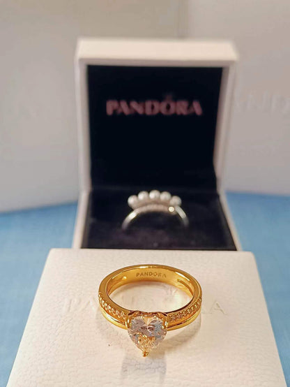 Gold-Plated Double Band Heart Ring