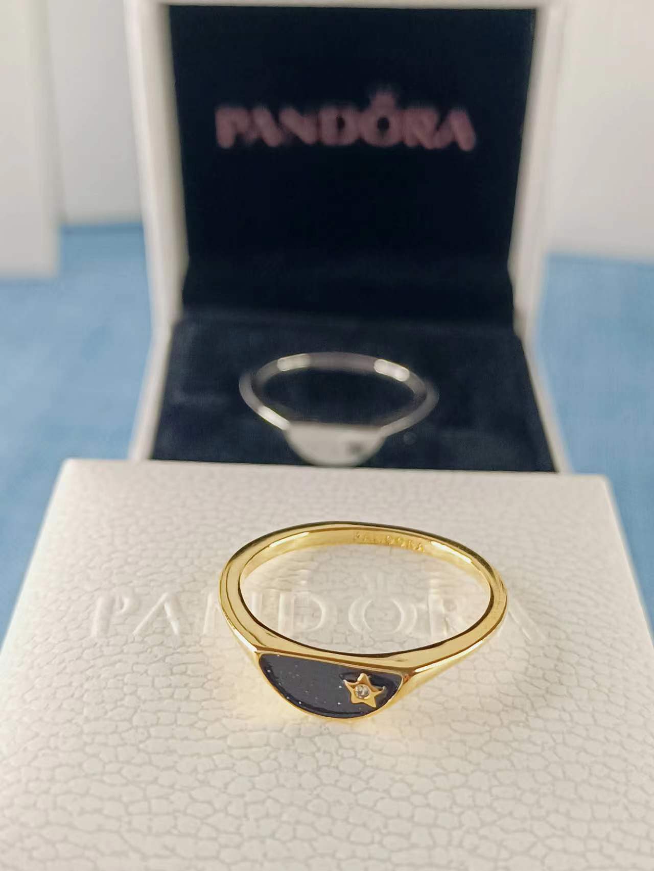 Gold ME Halved Enamel Signet Ring