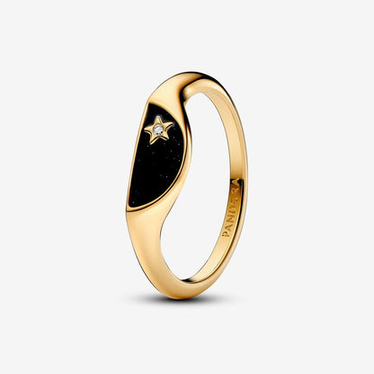 Gold ME Halved Enamel Signet Ring