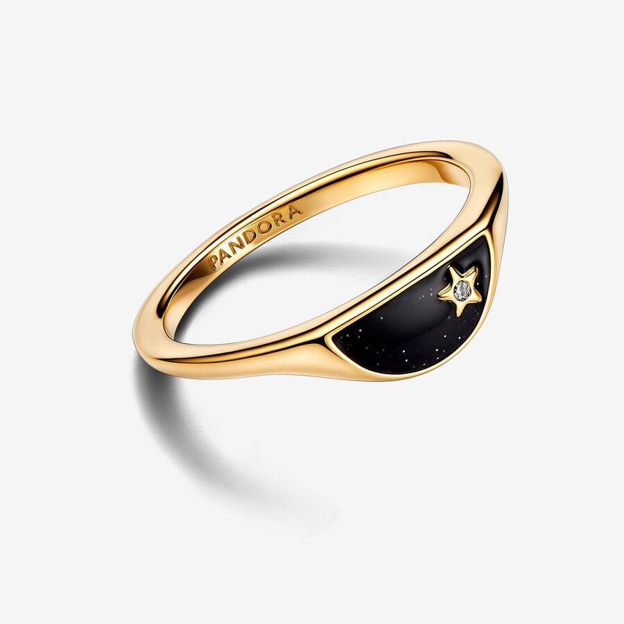 Gold ME Halved Enamel Signet Ring