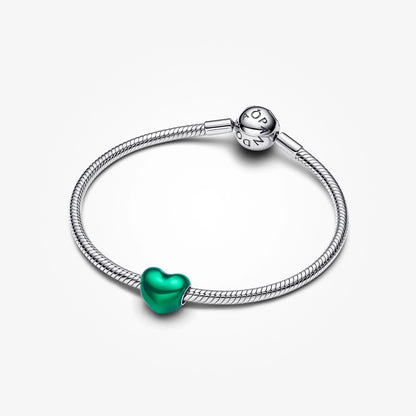 Metallic Green Heart Charm