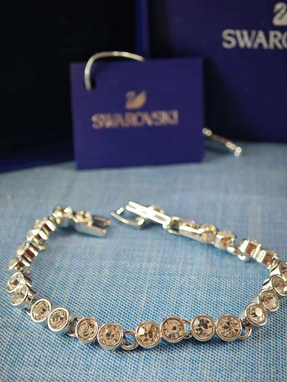 Tennis Bracelet, White, Rhodium Plated