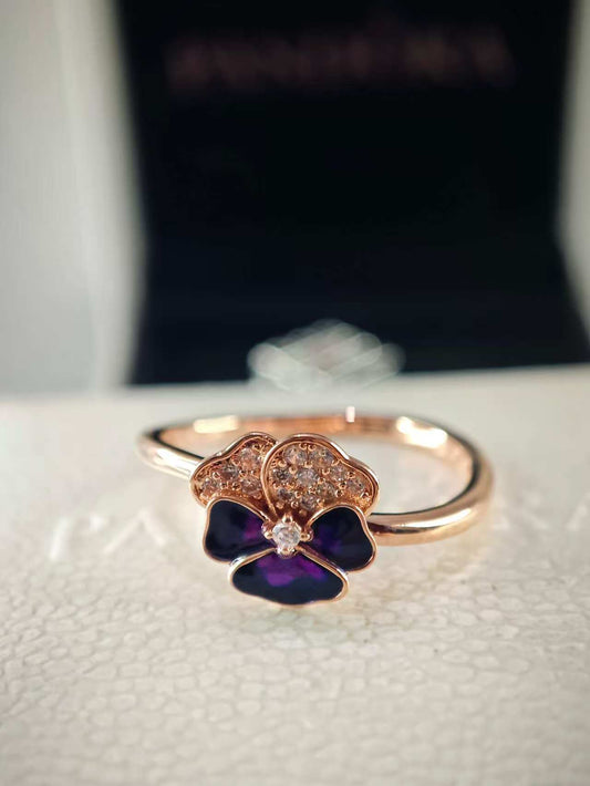 Rose Deep Purple Pansy Ring