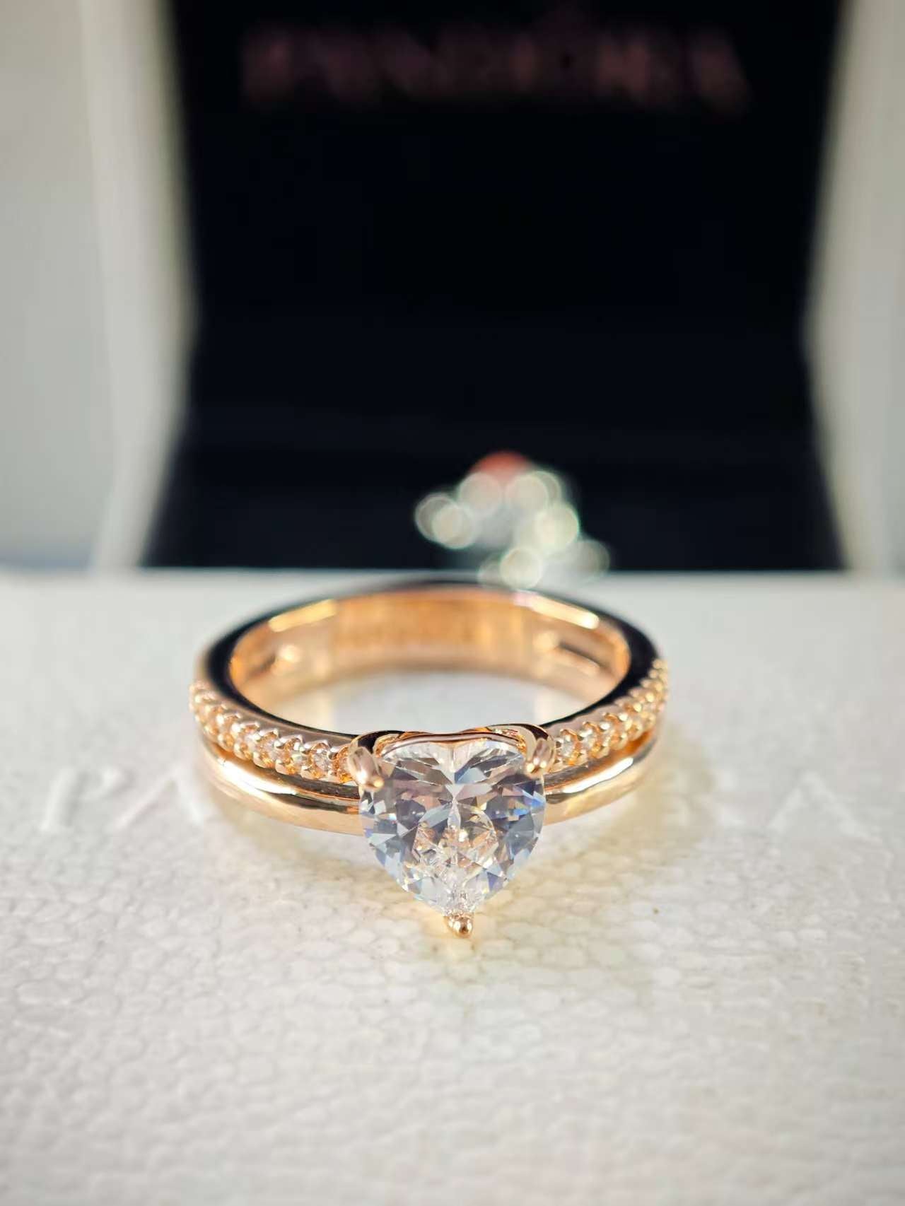 Rose Gold-Plated Double Band Heart Ring