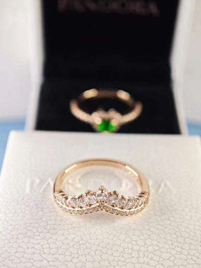 Princess Wishbone Ring Rose Gold-Plated