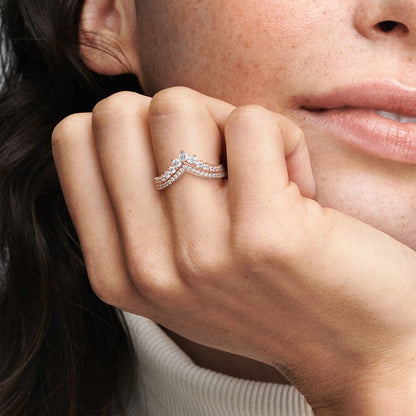 Princess Wishbone Ring Rose Gold-Plated