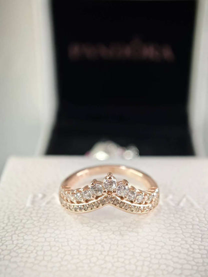Princess Wishbone Ring Rose Gold-Plated