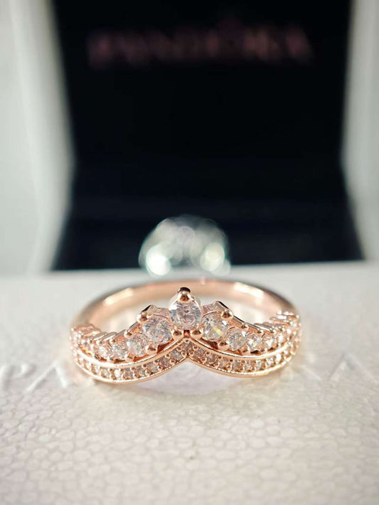 Princess Wishbone Ring Rose Gold-Plated