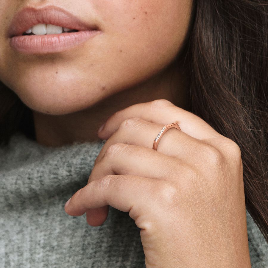 Multifaceted Ring Rose gold plated