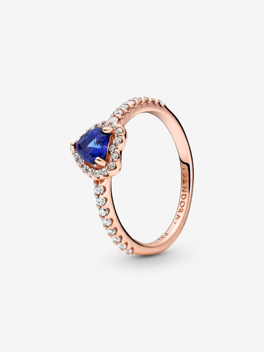 Rose Sparkling Blue Elevated Heart Ring