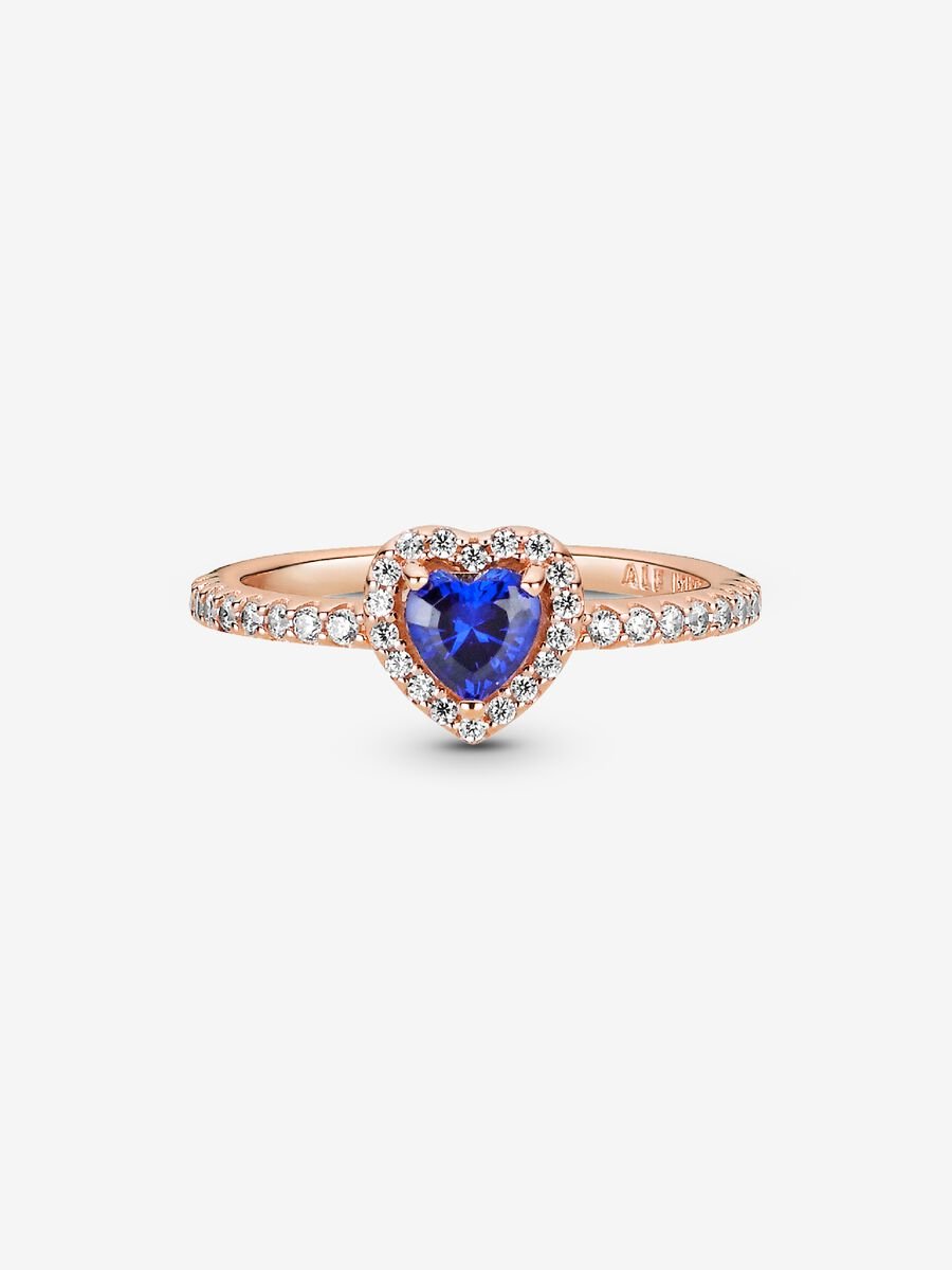 Rose Sparkling Blue Elevated Heart Ring