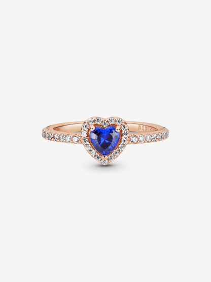 Rose Sparkling Blue Elevated Heart Ring
