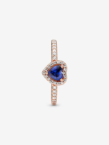 Rose Sparkling Blue Elevated Heart Ring