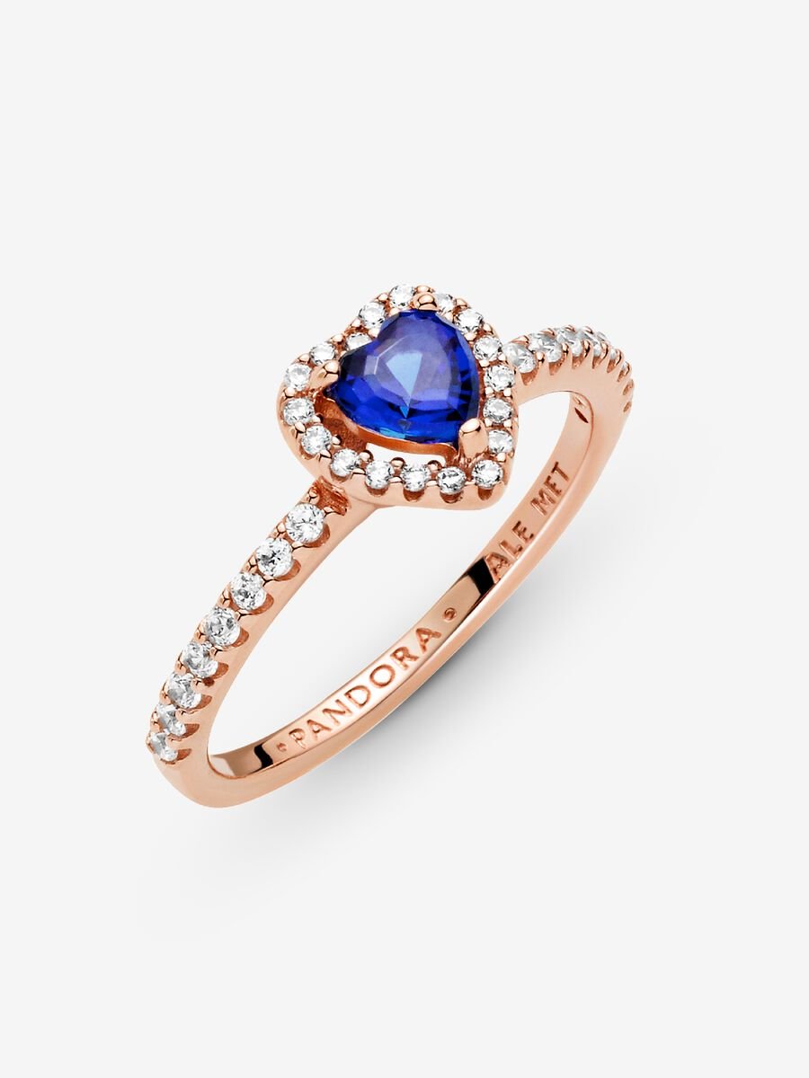 Rose Sparkling Blue Elevated Heart Ring