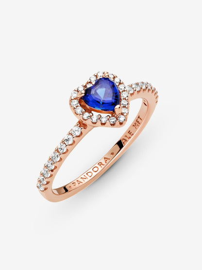 Rose Sparkling Blue Elevated Heart Ring