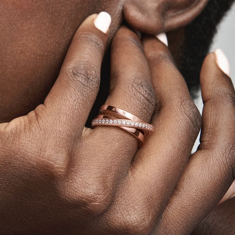 Rose Crossover Triple Band Ring