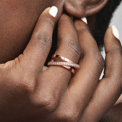 Rose Crossover Triple Band Ring
