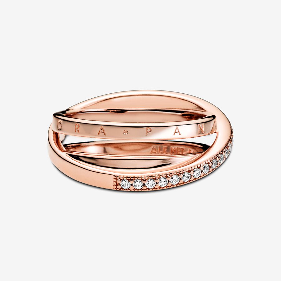 Rose Crossover Triple Band Ring