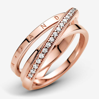 Rose Crossover Triple Band Ring