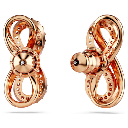 Hyperbola Stud Earrings, Infinity, White, Rose Gold-Tone Plated