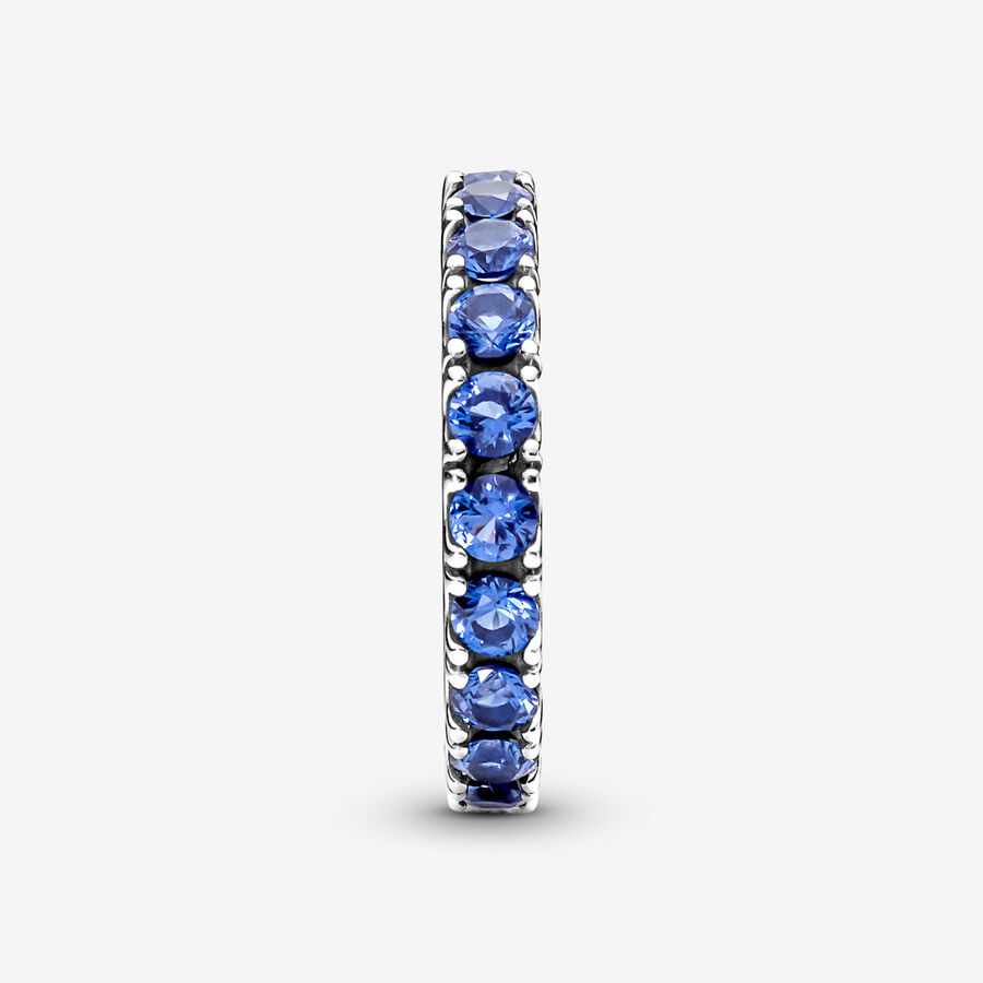 Sparkling Row Eternity Ring with Blue Crystal