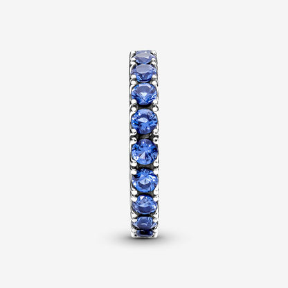 Sparkling Row Eternity Ring with Blue Crystal