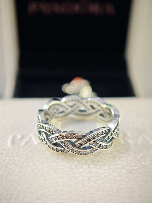 Sparkling Silver Braid Ring