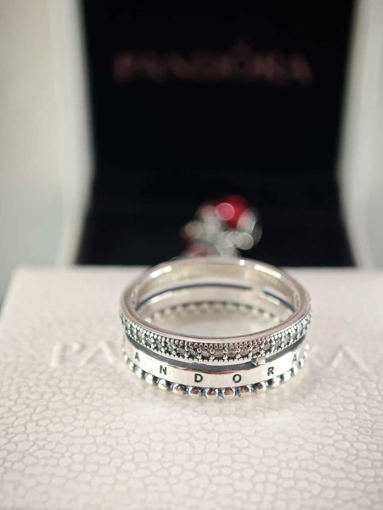 Signature Logo Pavé & Beads Ring