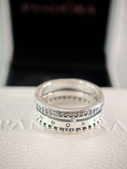 Signature Logo Pavé & Beads Ring