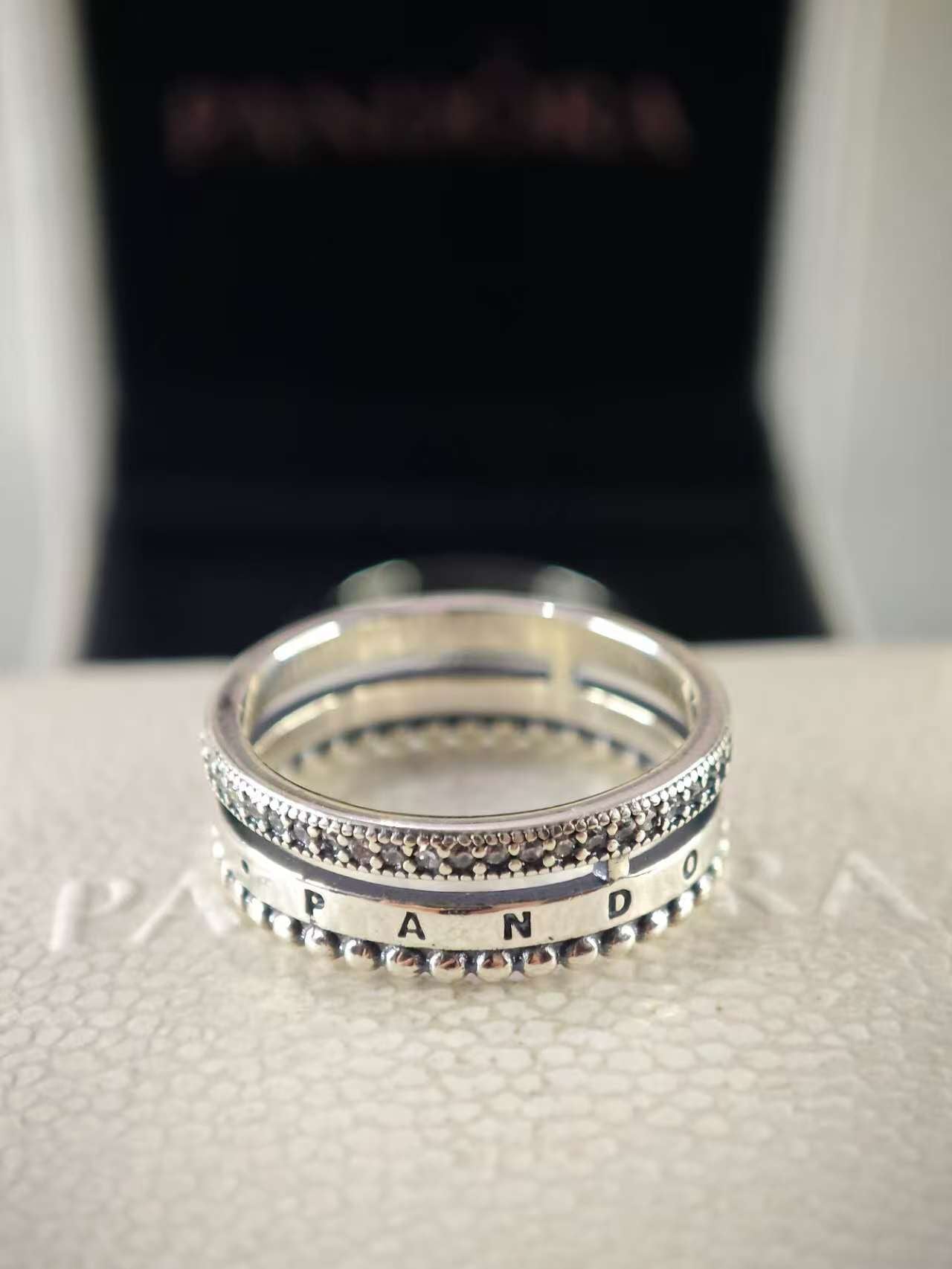 Signature Logo Pavé & Beads Ring