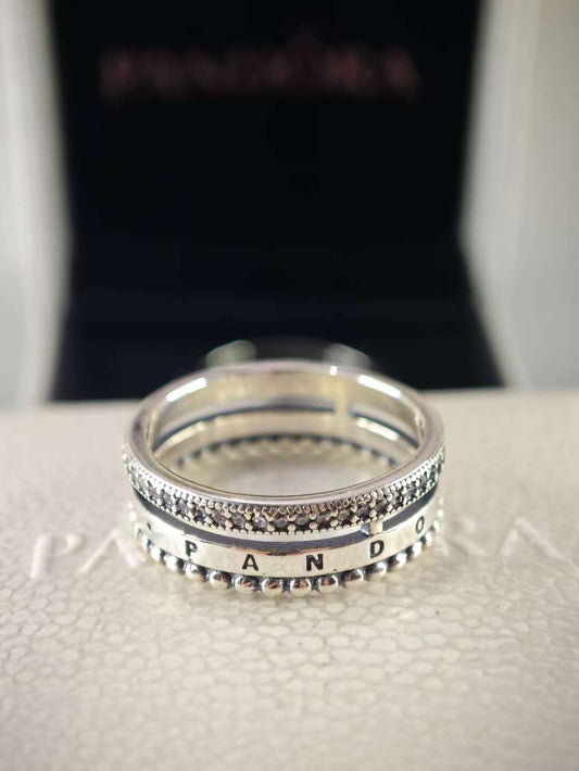 Signature Logo Pavé & Beads Ring