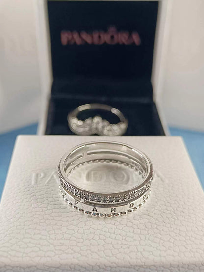 Signature Logo Pavé & Beads Ring