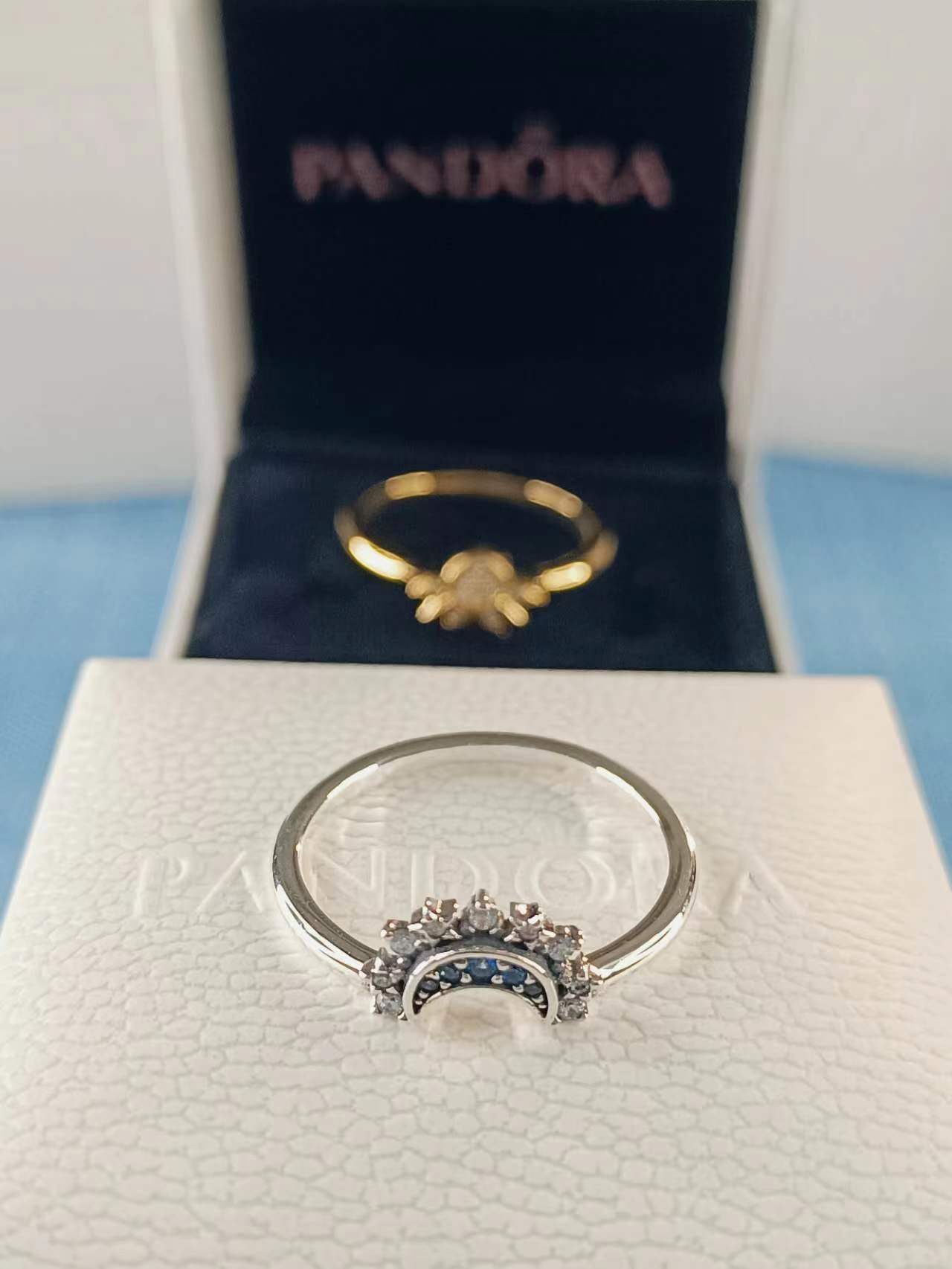Celestial Blue Sparkling Moon Ring