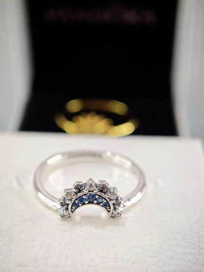 Celestial Blue Sparkling Moon Ring