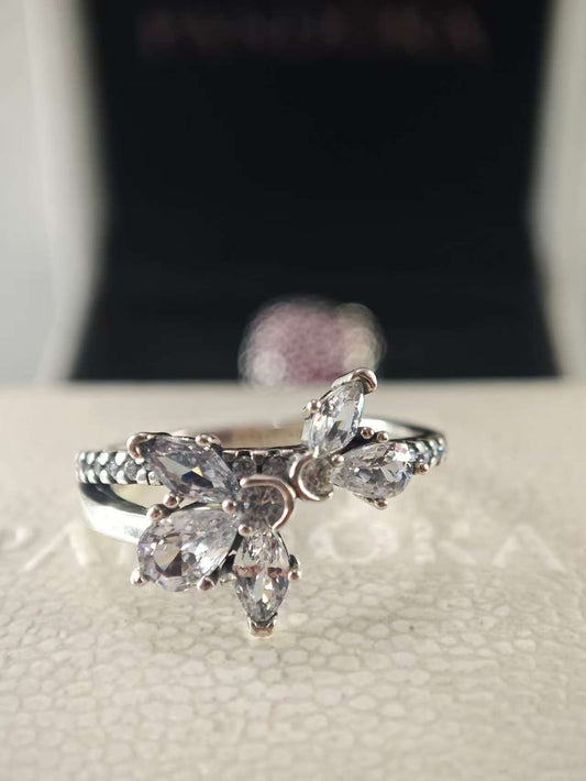 Sparkling Asymmetrical Herbarium Cluster Ring