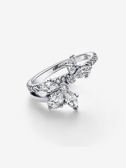 Sparkling Asymmetrical Herbarium Cluster Ring