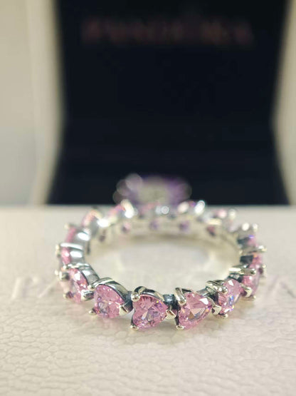 Band of Pink Hearts Ring